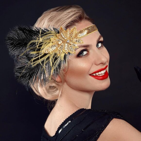 Sequin Flapper Headband 1920s Costume Accessory for Weddings and Parties main image 7
